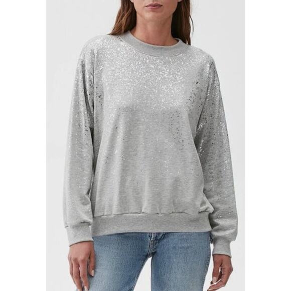 Michael Stars Sweatshirt Gray Silver Splatter Print Size Large - Picture 1 of 10